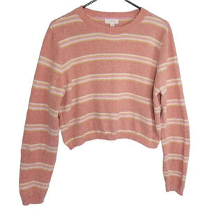Colsie Women's Pink Cropped Lounge Striped Sweatshirt‎
